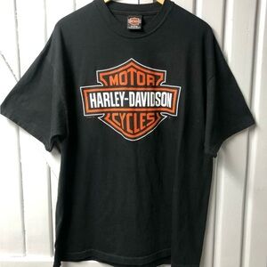 Harley-Davidson Black and Orange Logo Tee